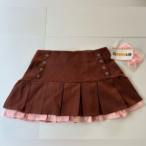 Brown and Pink Mini Skirt